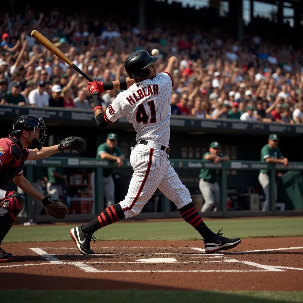 Baseball player hitting a home run