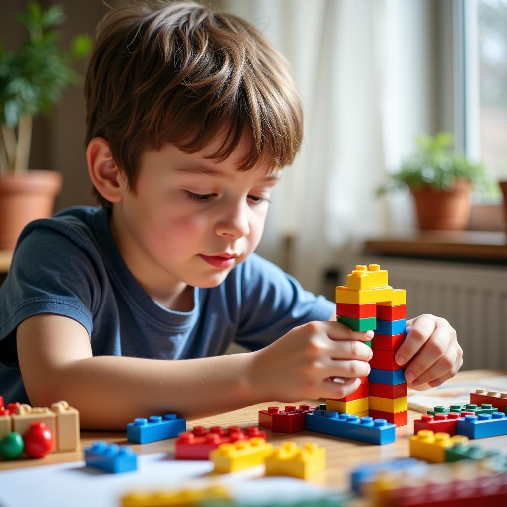 Bé thích lắp lego phát triển kỹ năng