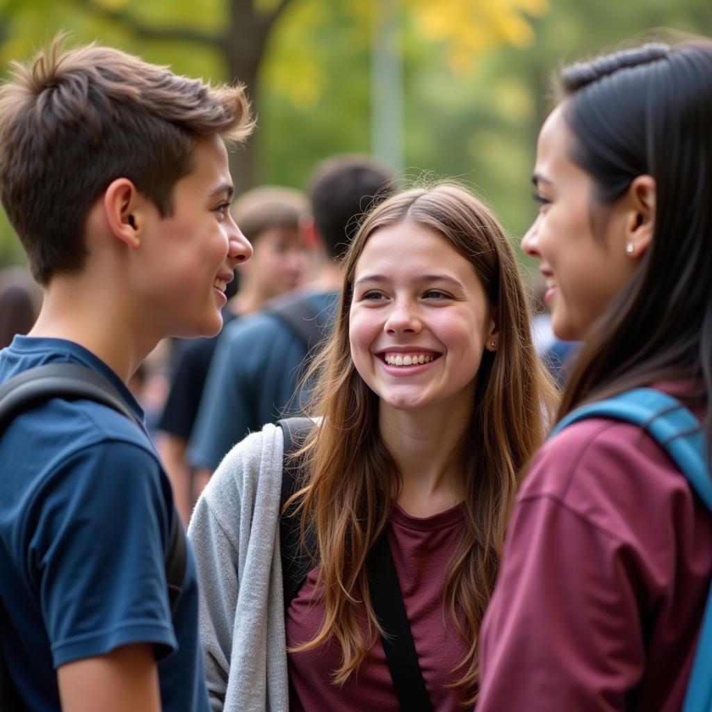 A girl laughing with her crush