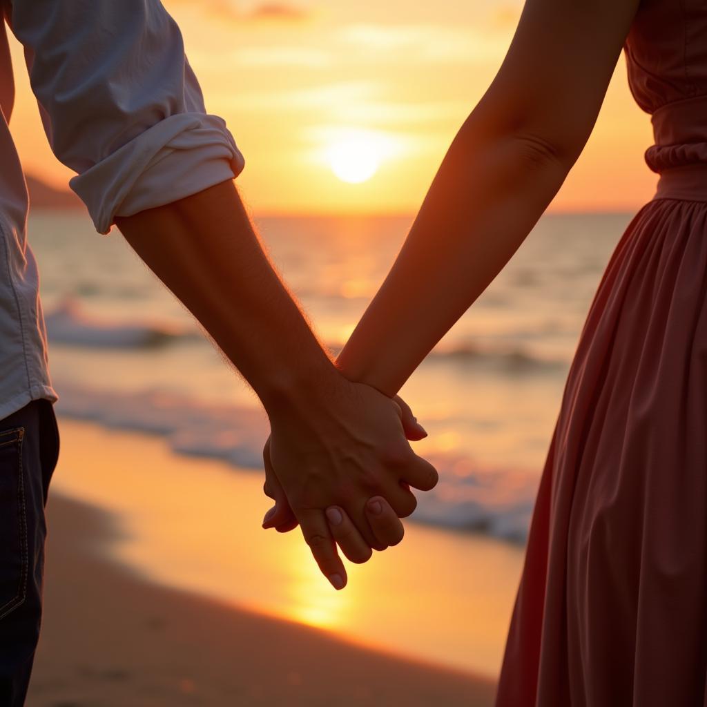 Couple's Intimate Moment on a Beach