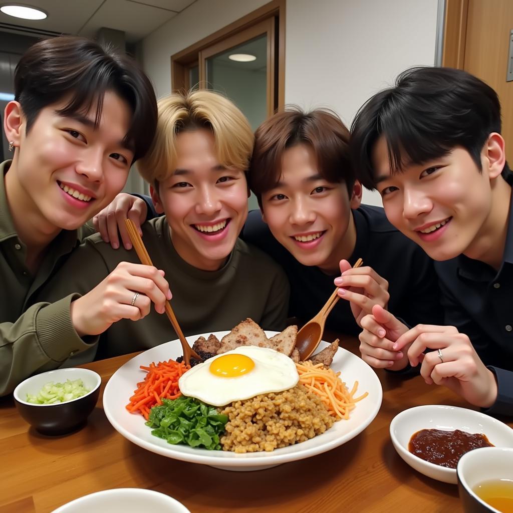 BTS thưởng thức Bibimbap