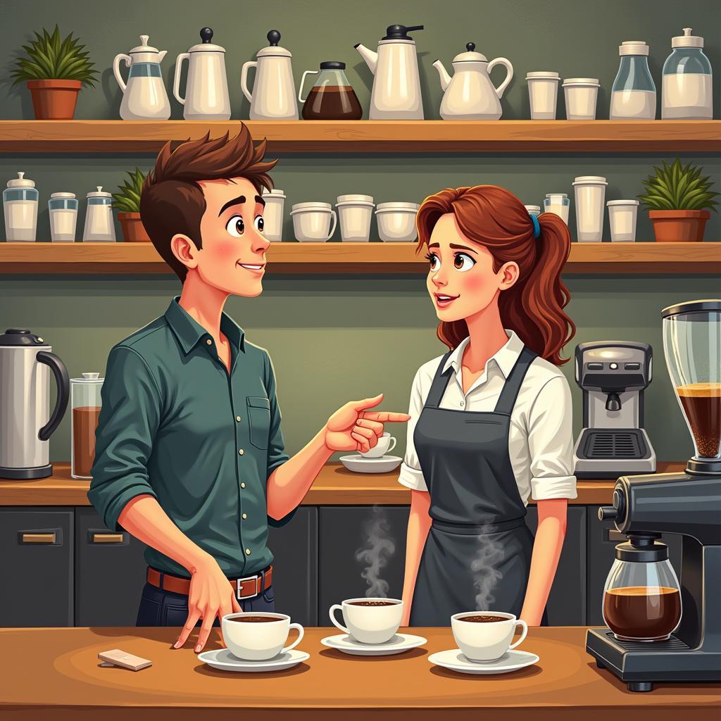 Barista đang giới thiệu các loại cà phê