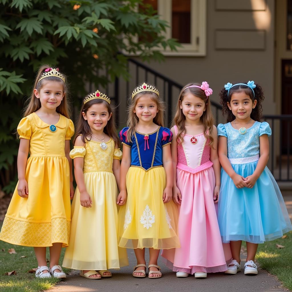 Girls Dressed as Disney Princesses