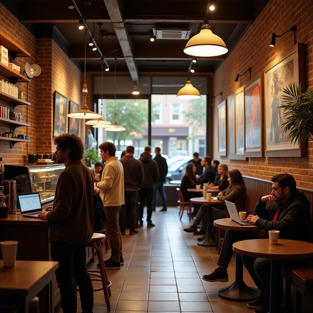 Cafe Interior with Customers