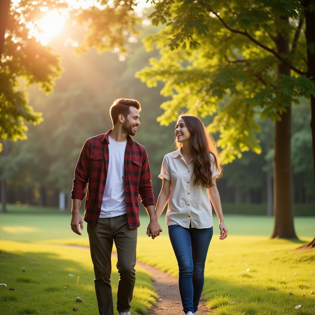 Excited Couple Holding Hands