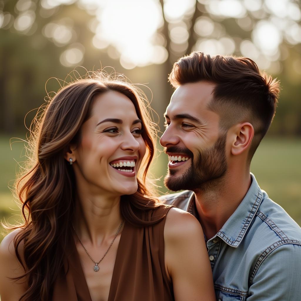 A couple laughing and enjoying each other's company