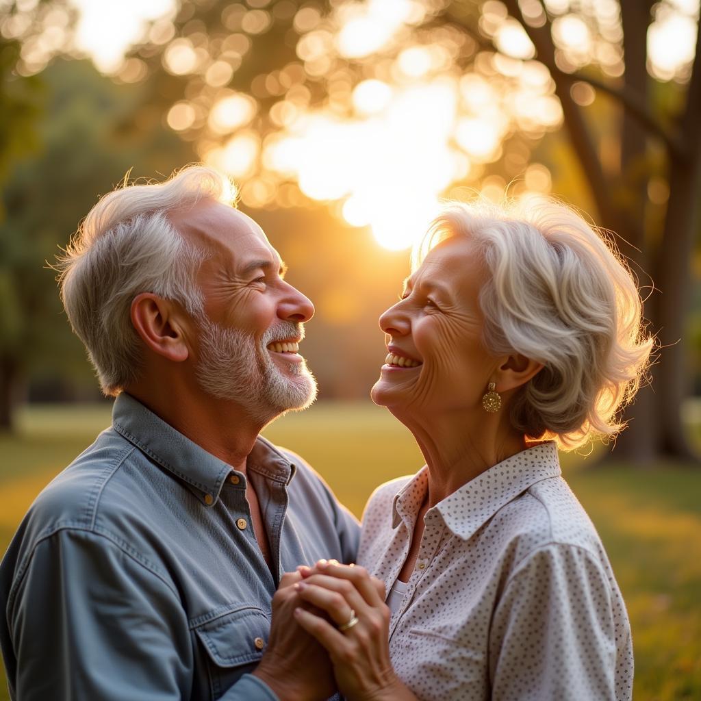 A mature couple enjoying a moment of happiness together