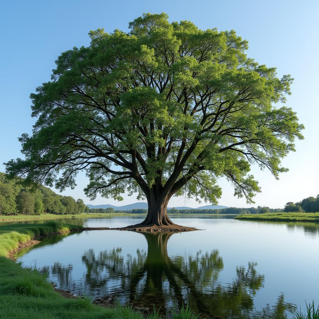 Cây bàng bên bờ hồ