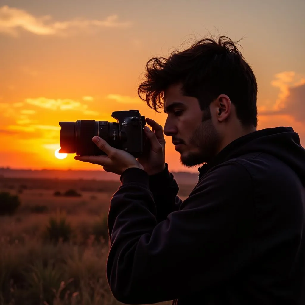 Single man pursuing his passion for photography