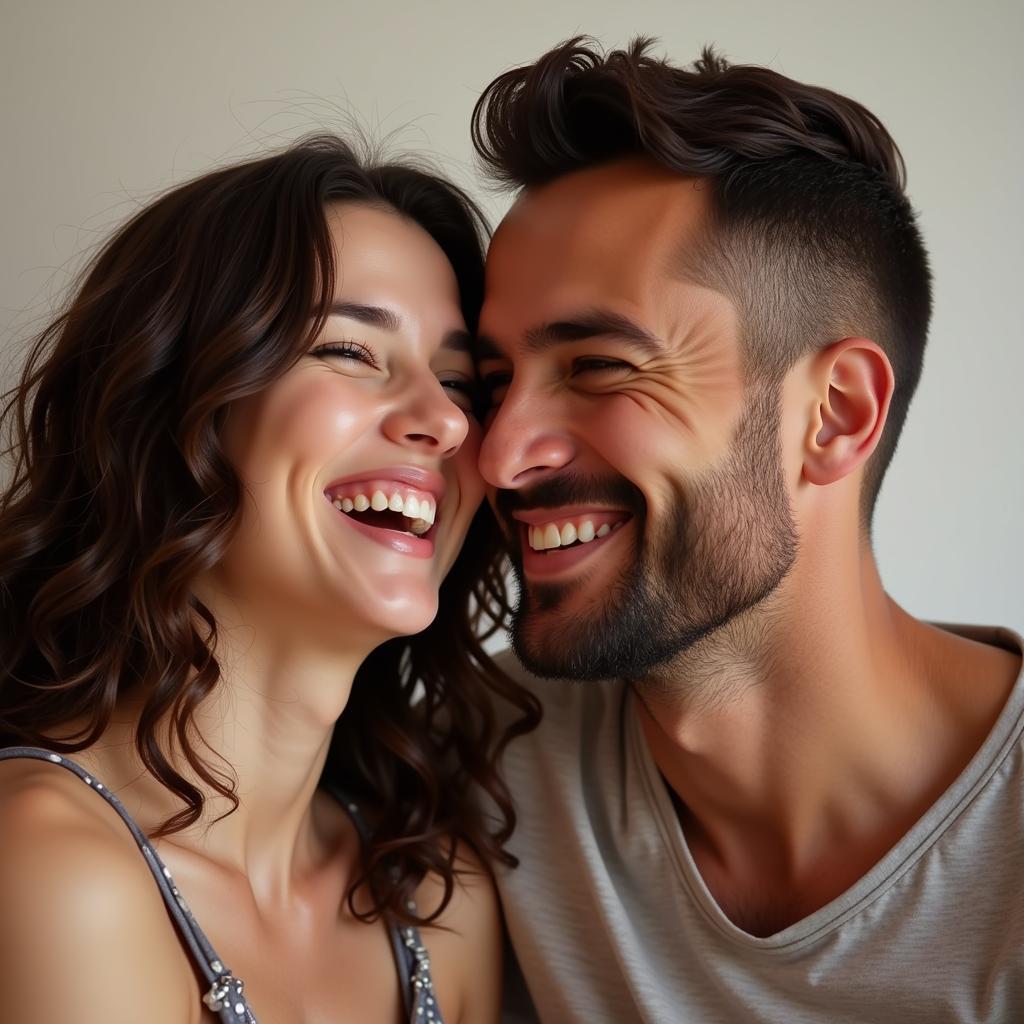 Couple laughing together