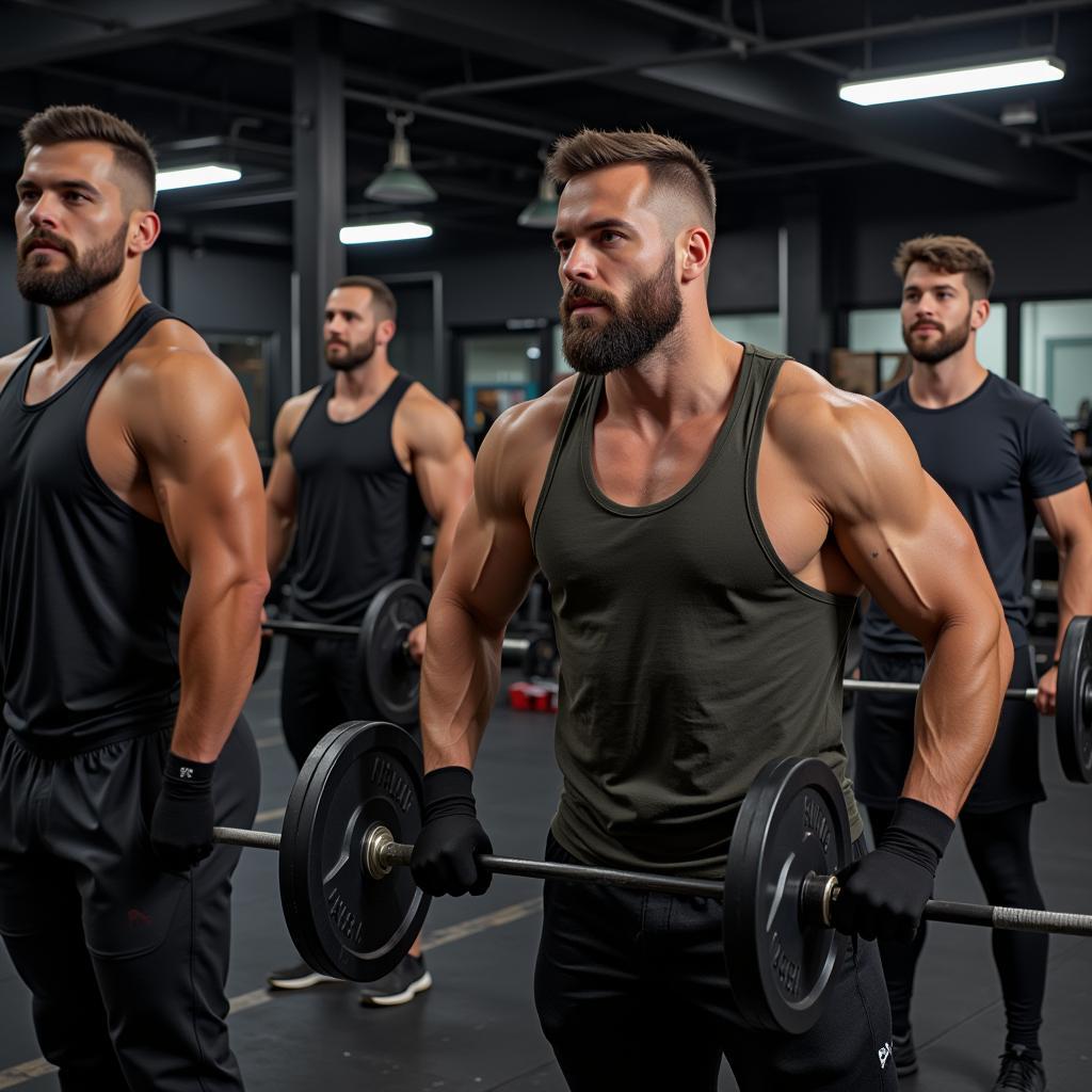 Attractive men working out