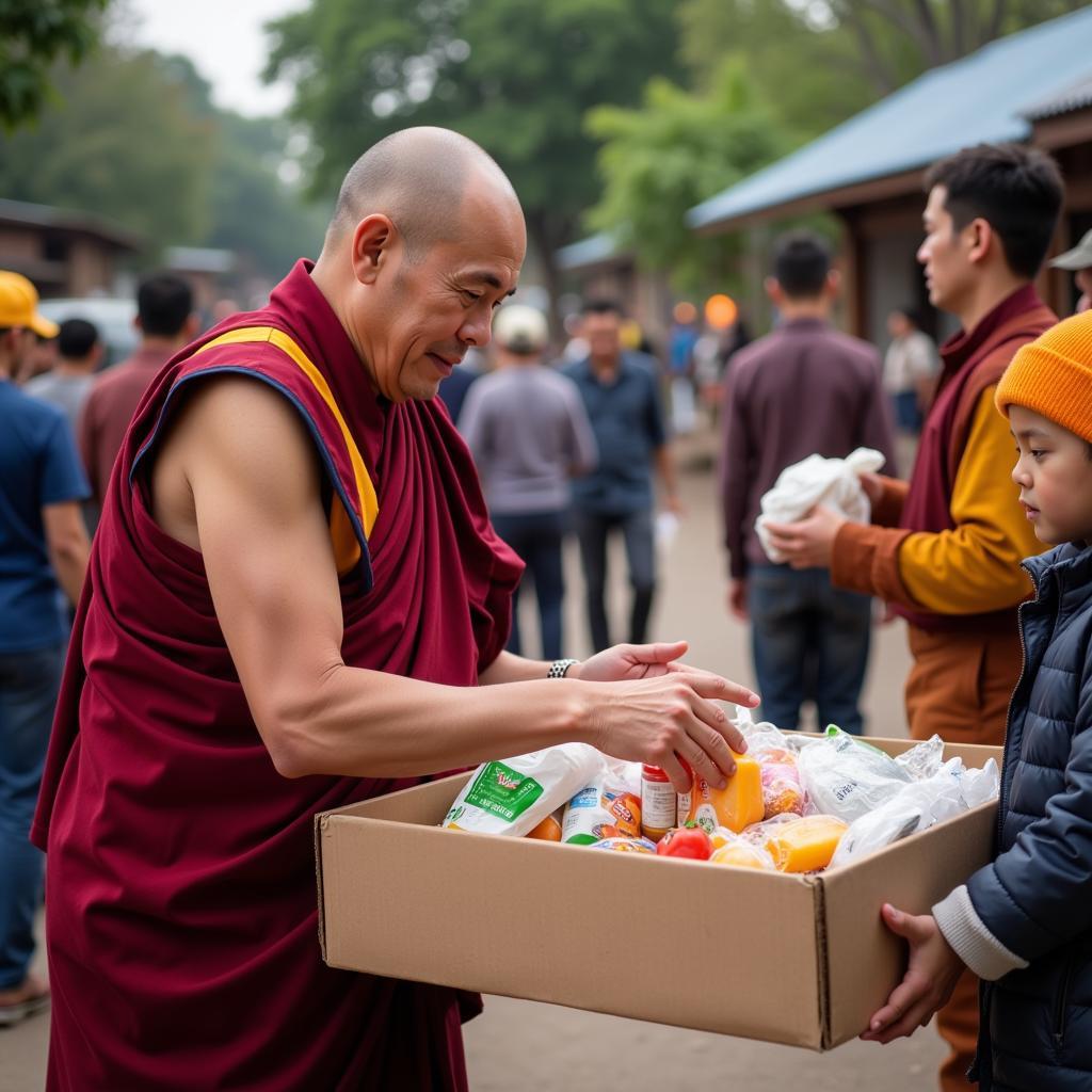 Đại đức Thích Minh Thiền tham gia hoạt động từ thiện