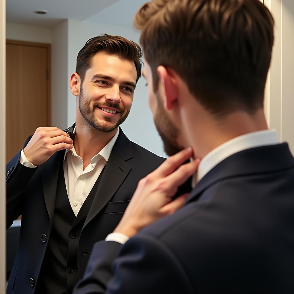 Man applying cologne