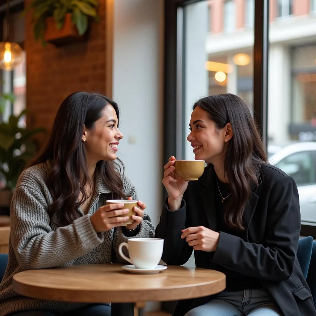 Two people having a conversation about their favorite food in English