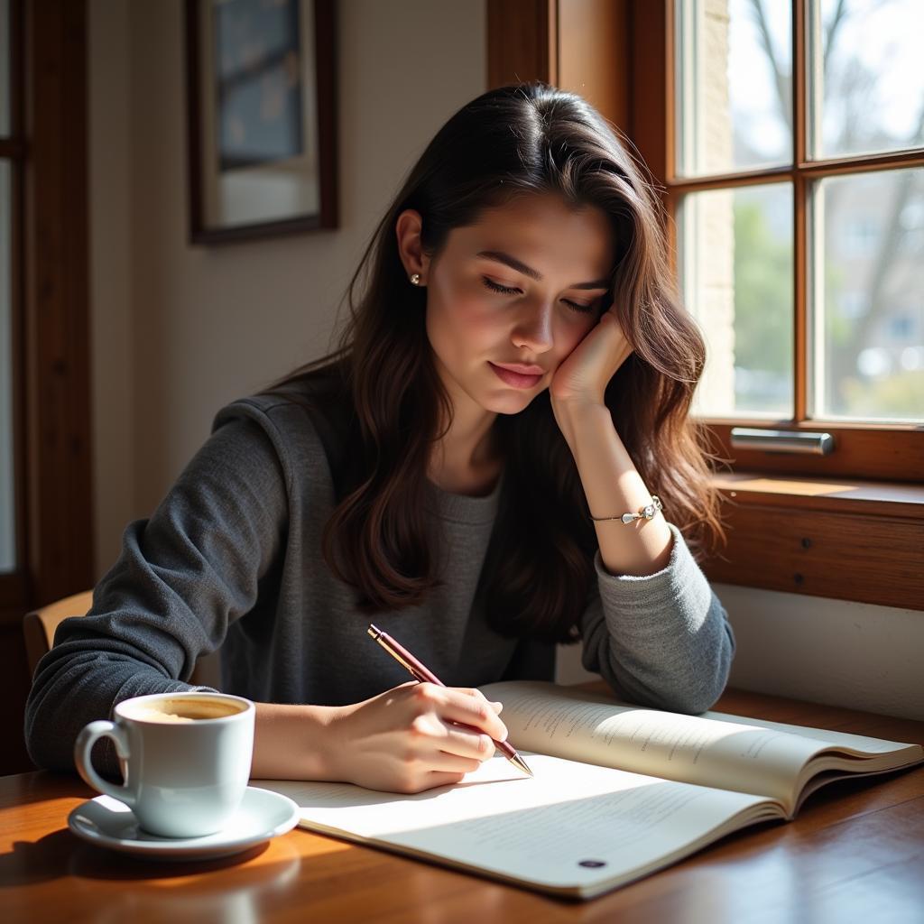 Girl Writing in Notebook