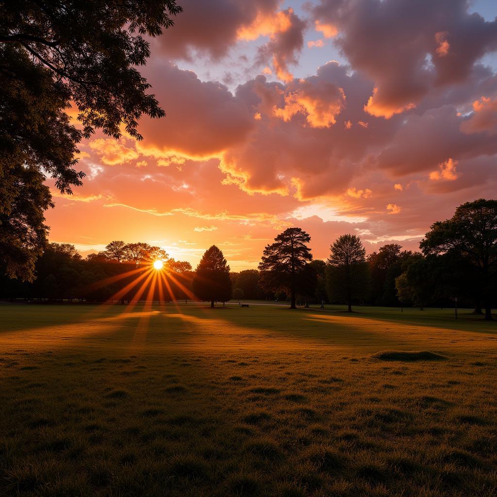 Golden Sunset Over Park