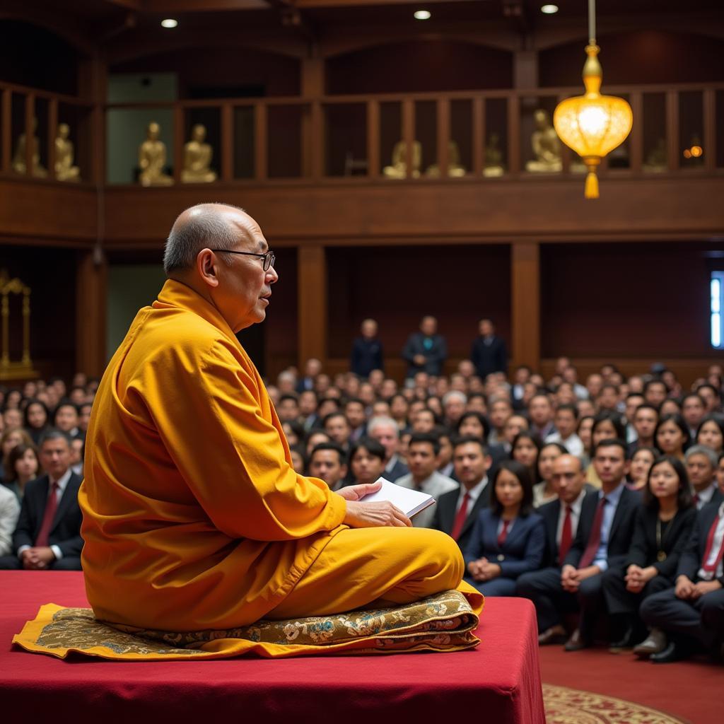 The venerable Thich Vien Minh giving a dharma talk