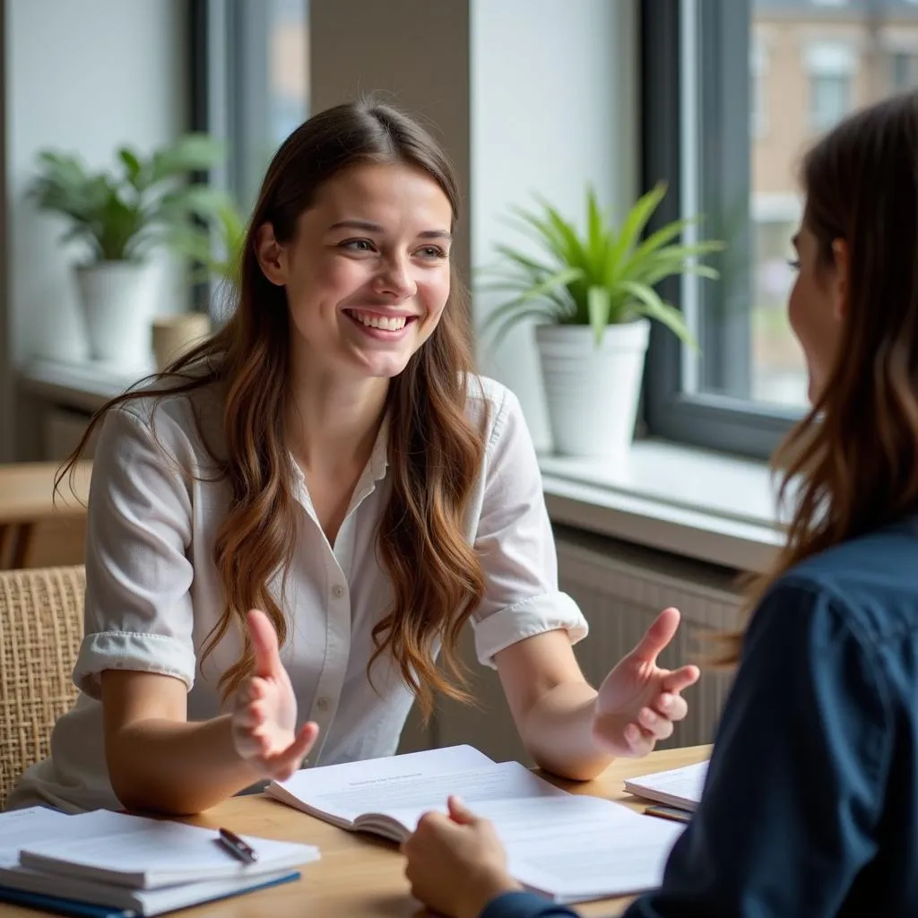 Candidate confidently talking about hobbies during IELTS Speaking test