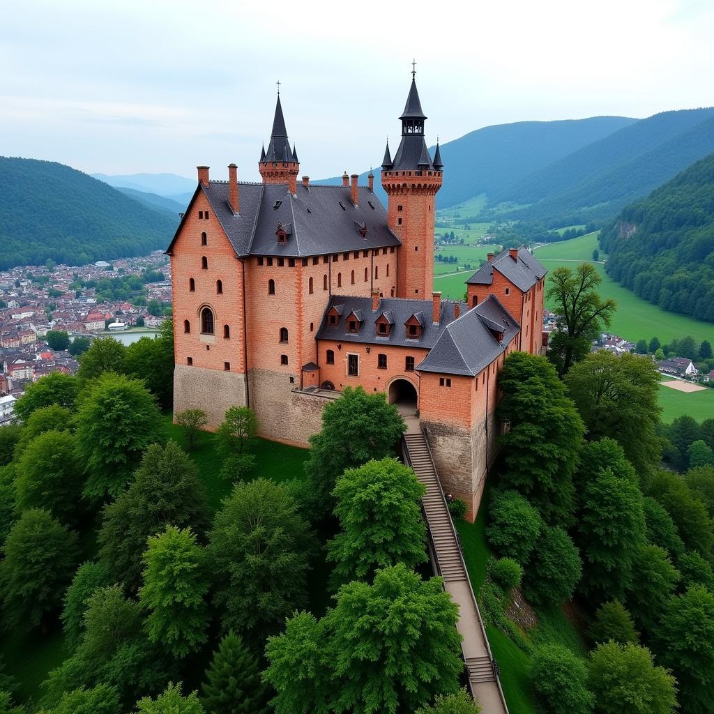 Lâu đài Heidelberg cổ kính nhìn từ xa