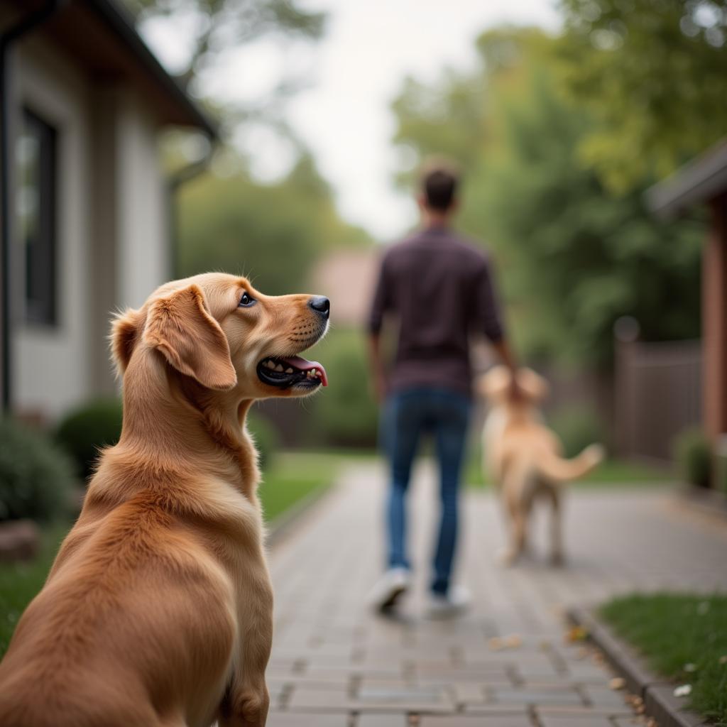 Lucky đang sủa khi có người lạ đến gần