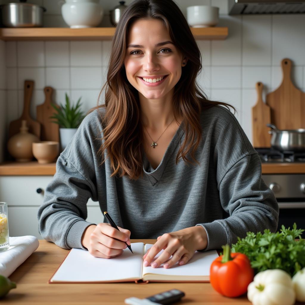 Woman Writing Recipe