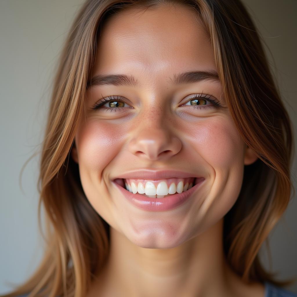 Smiling woman with white teeth