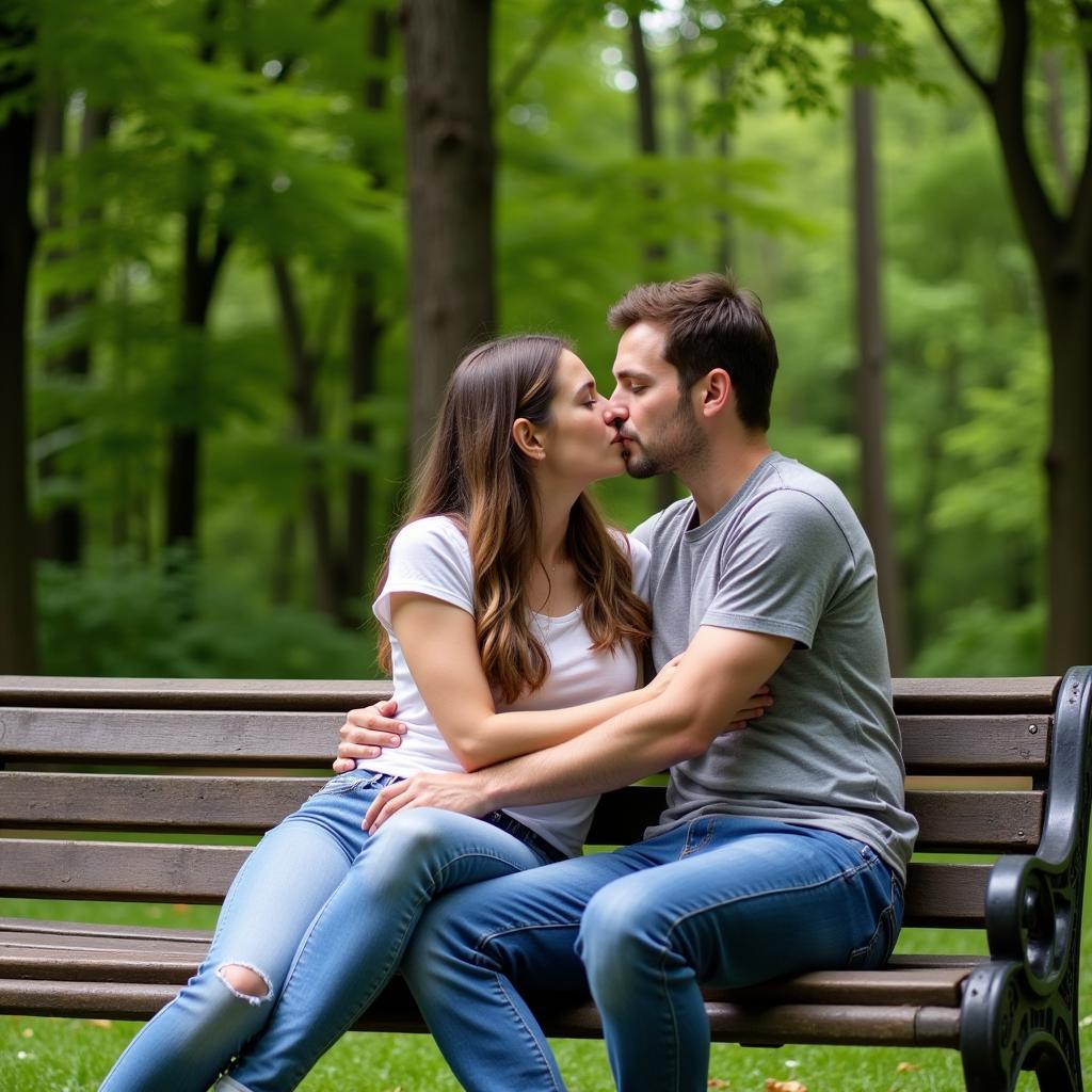 Couple kissing to explore