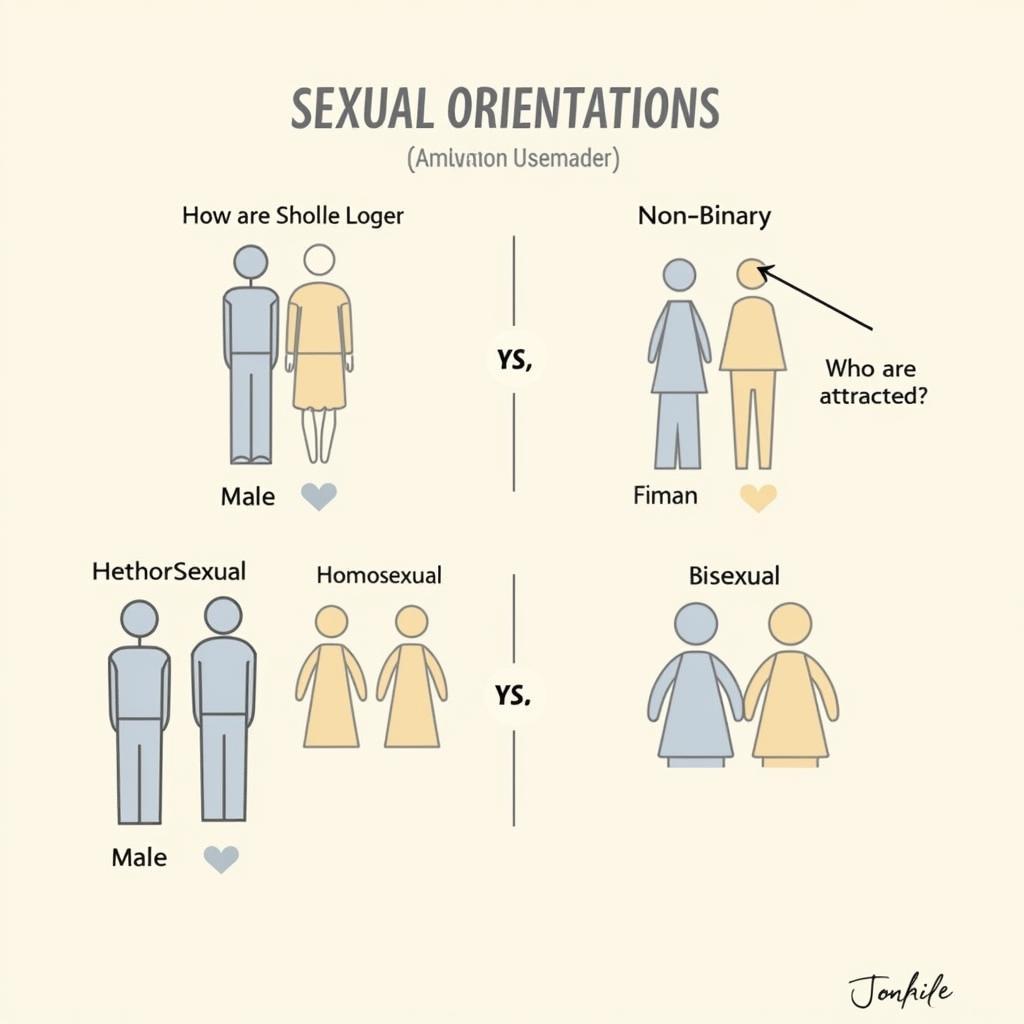 A diagram illustrating the differences between gender identity and sexual orientation