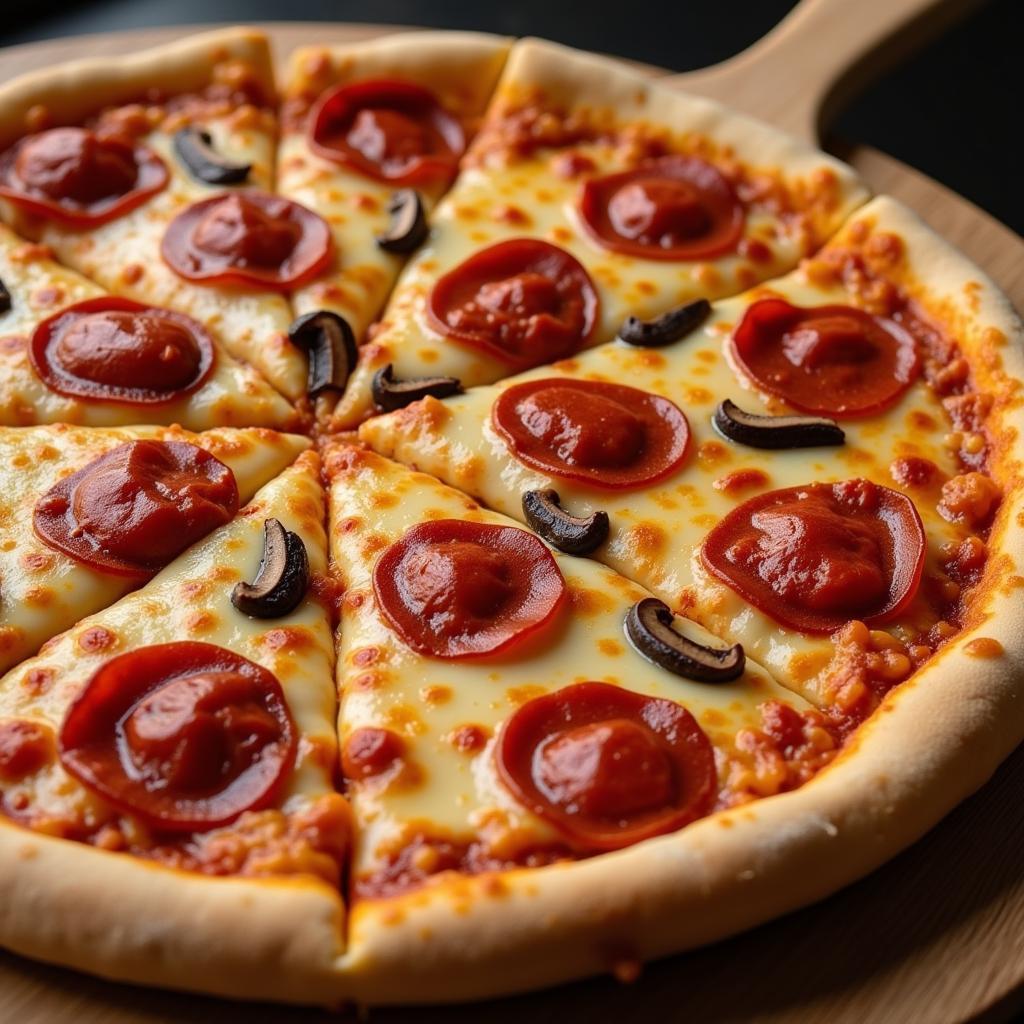 Delicious Pizza with Pepperoni and Mushrooms