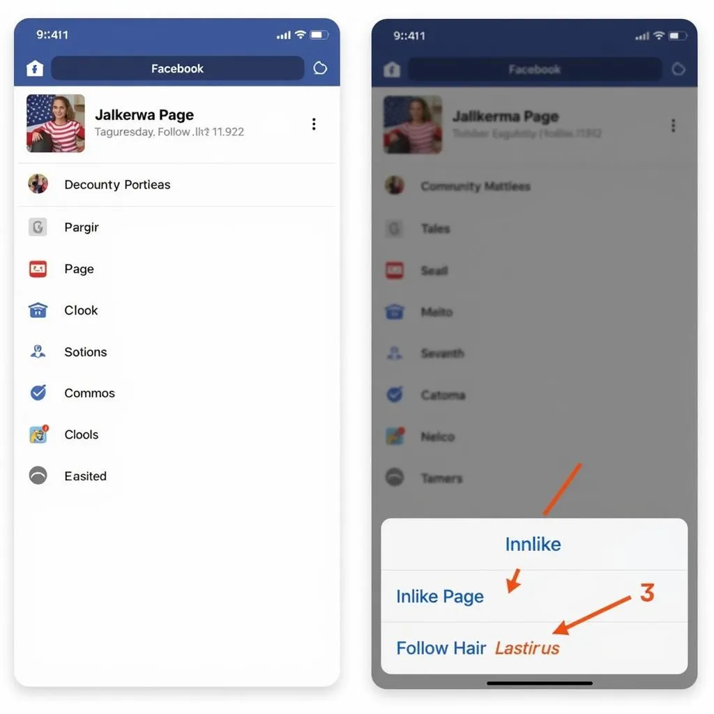 Managing liked pages on Facebook mobile app