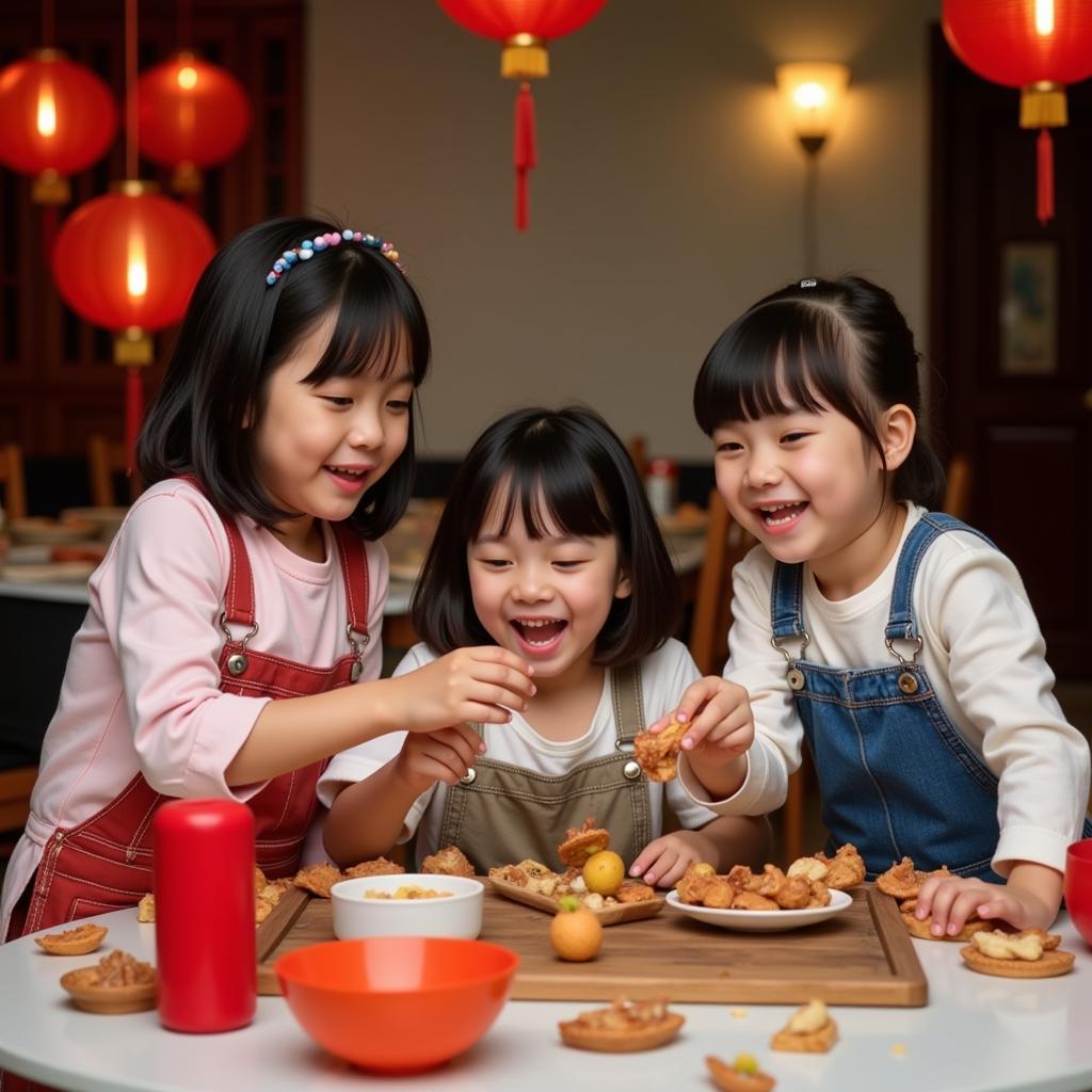 Children playing during Tet