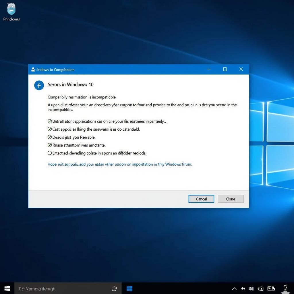 Ứng dụng không tương thích với Windows 10