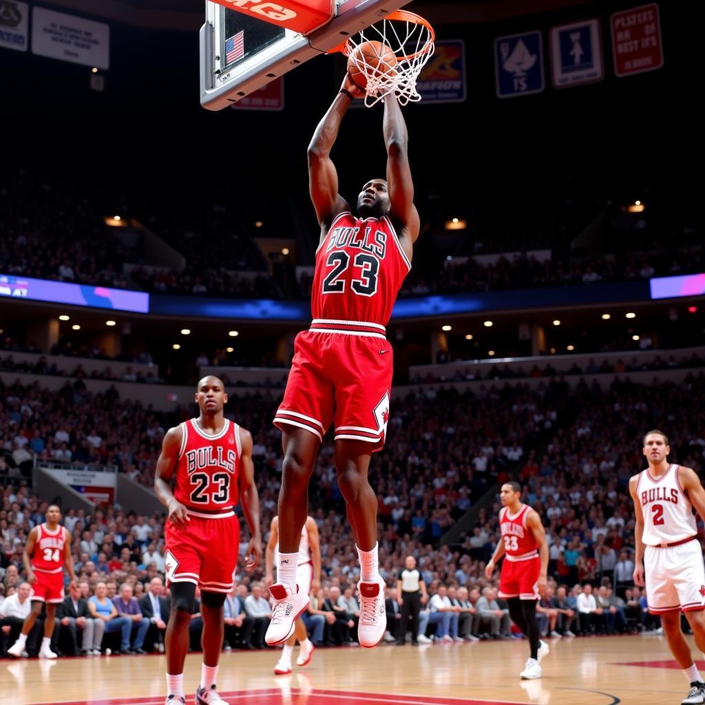 Michael Jordan thực hiện cú úp rổ ngoạn mục