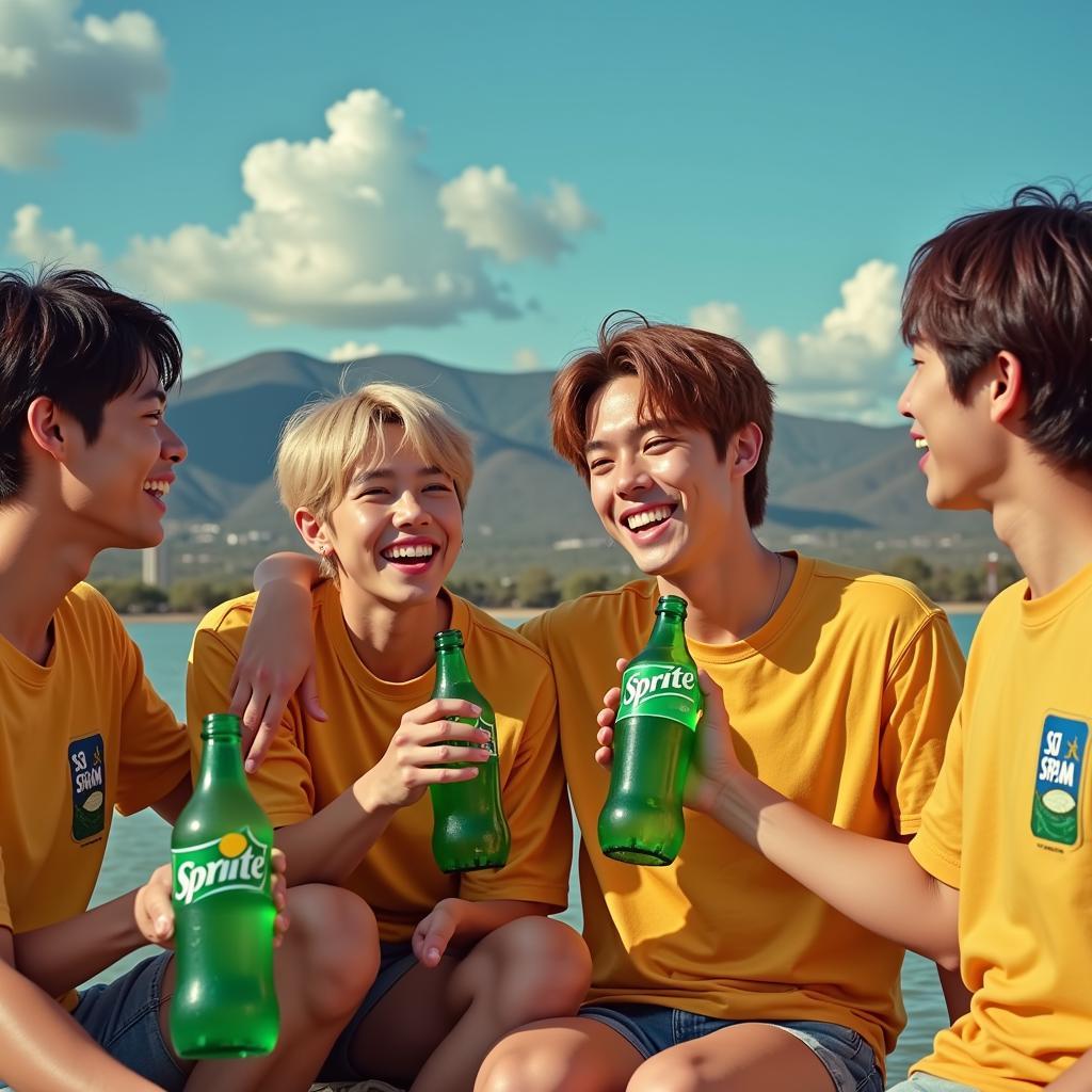 BTS cùng nhau uống Sprite trong giờ nghỉ giải lao