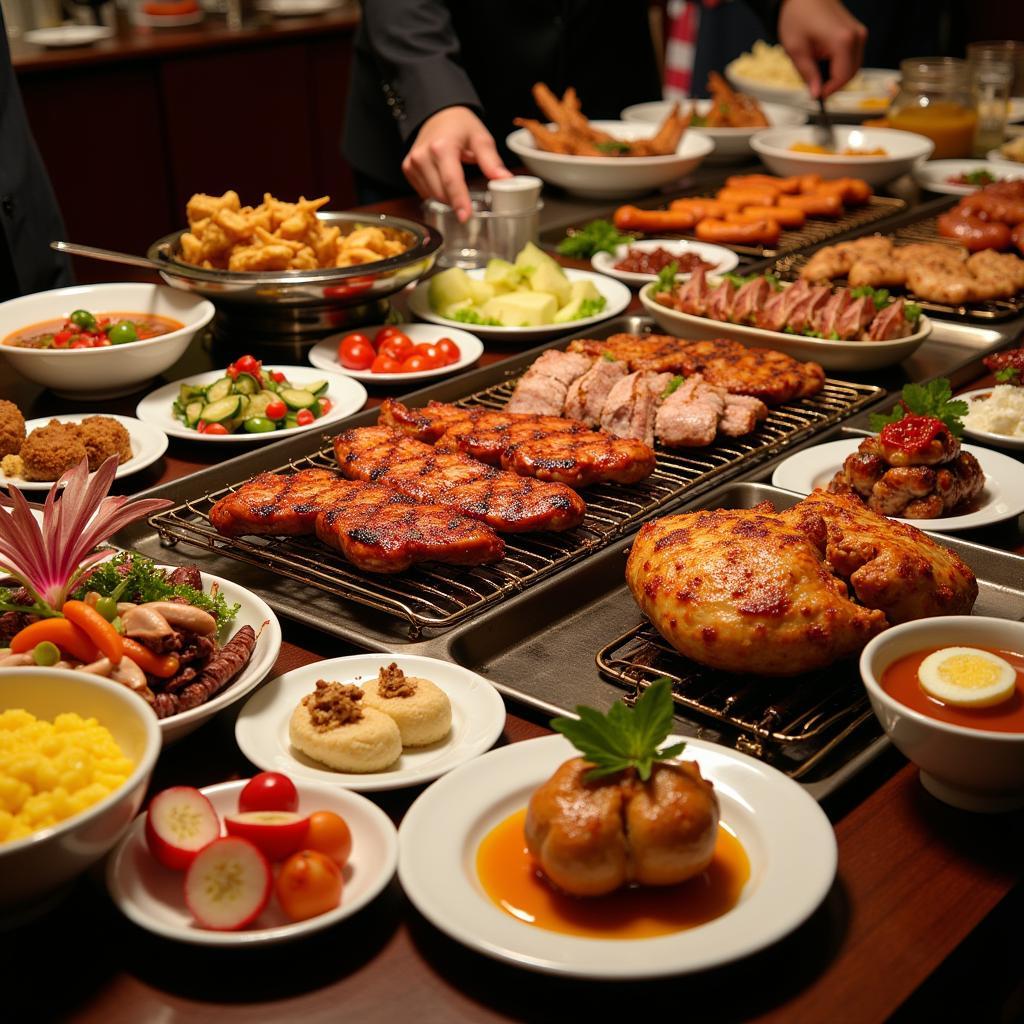 Bàn tiệc buffet nướng đa dạng tại F3 BBQ