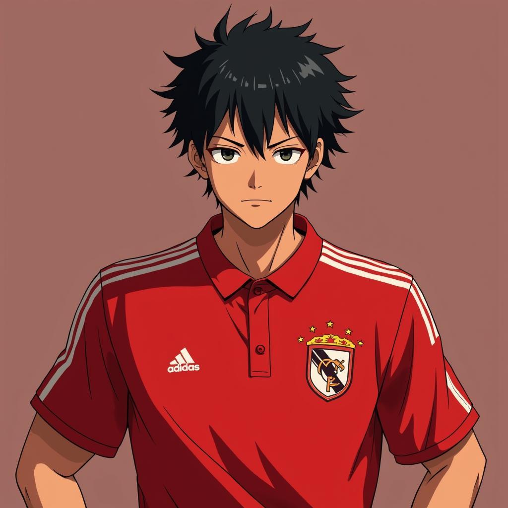 Conan and the red color of his soccer jersey