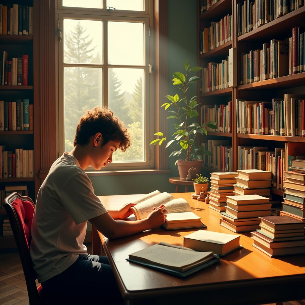 Reading in a library