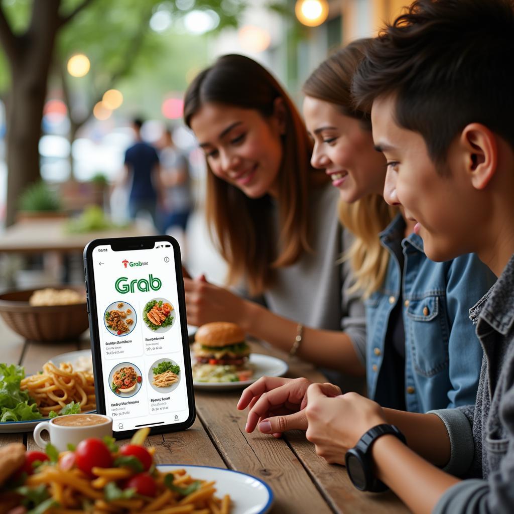 Giới trẻ đặt đồ ăn trên Grab