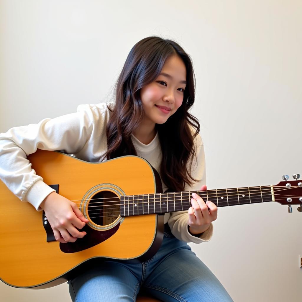 Jisoo chơi guitar