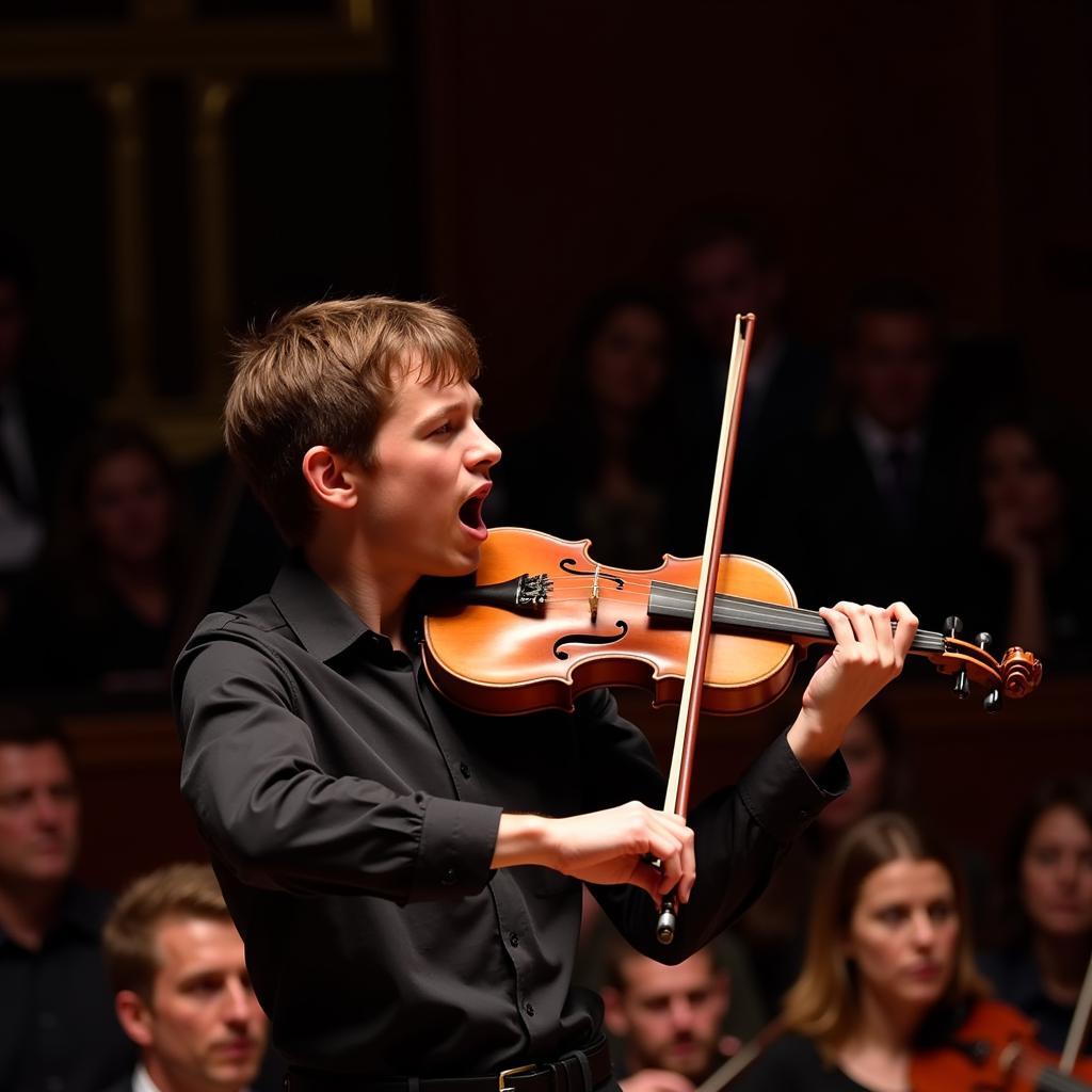 A person playing the violin