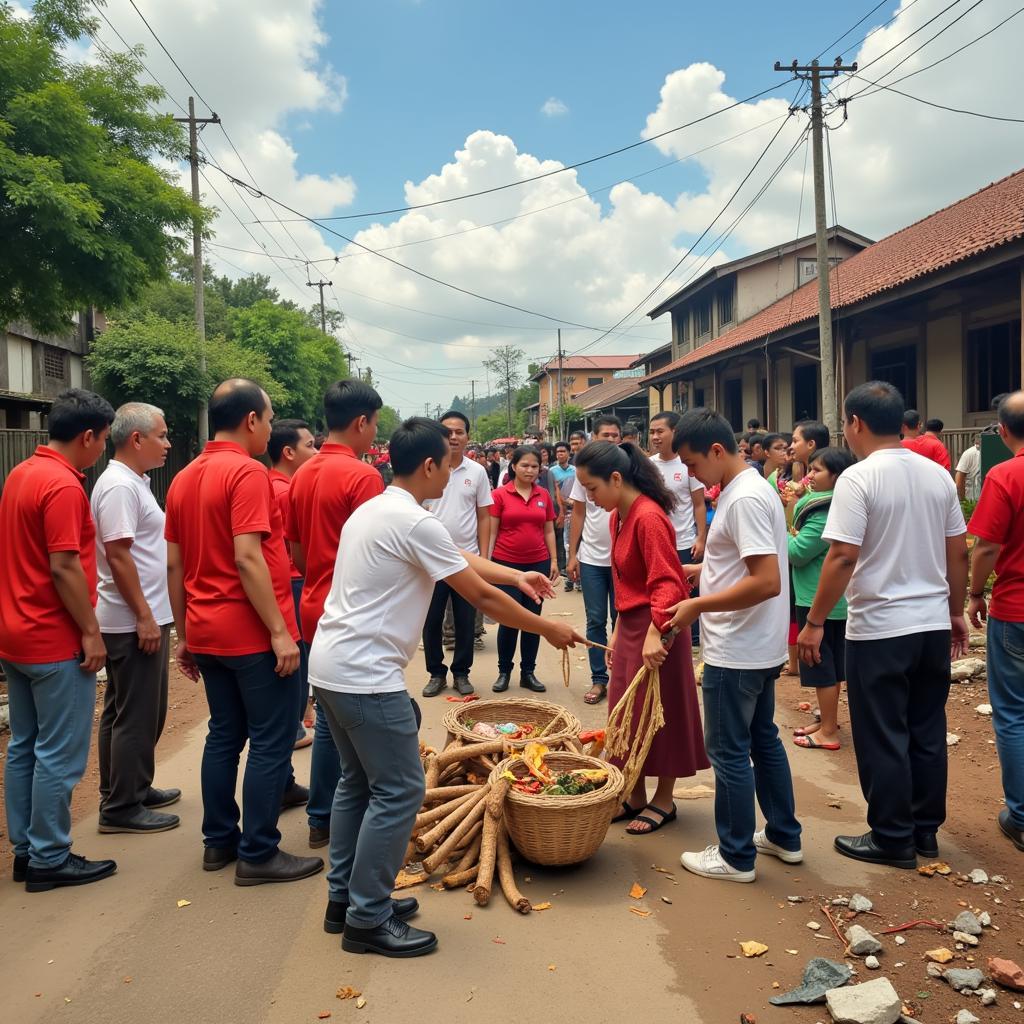 Hình ảnh người Việt Nam đoàn kết giúp đỡ nhau