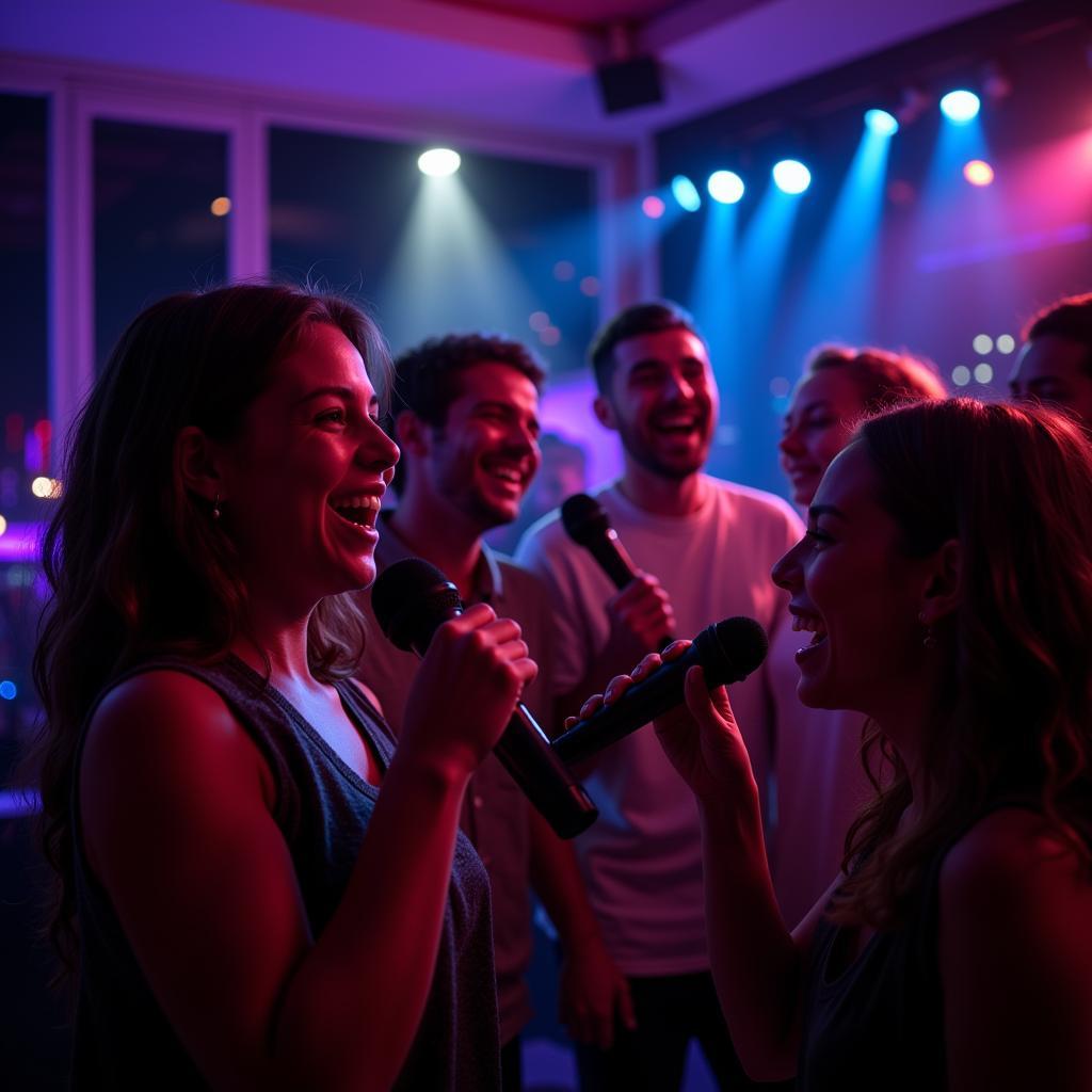 Nhóm bạn trẻ hát karaoke