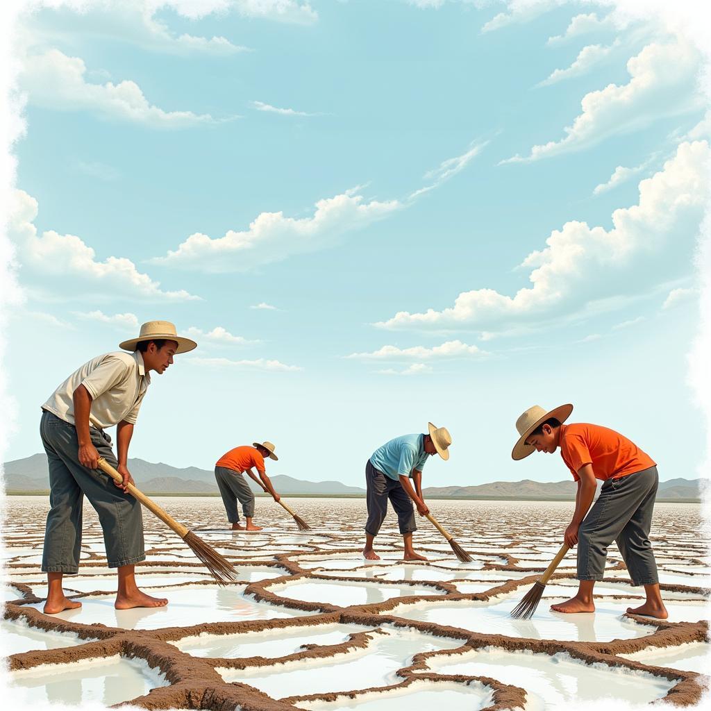 Người nông dân làm việc trên đồng chua