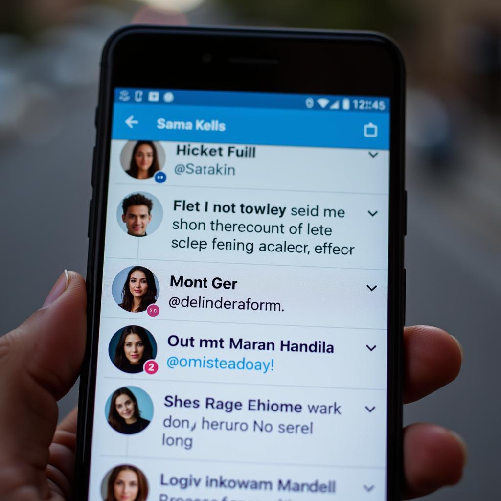 Smartphone displaying various social media posts about secret crushes