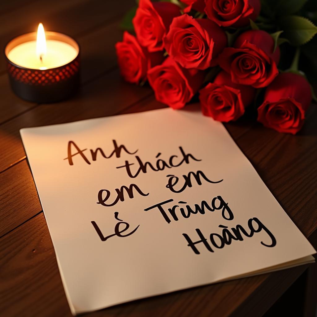 Bức thư tình với dòng chữ "Anh thích em Lê Trọng Hoàng"