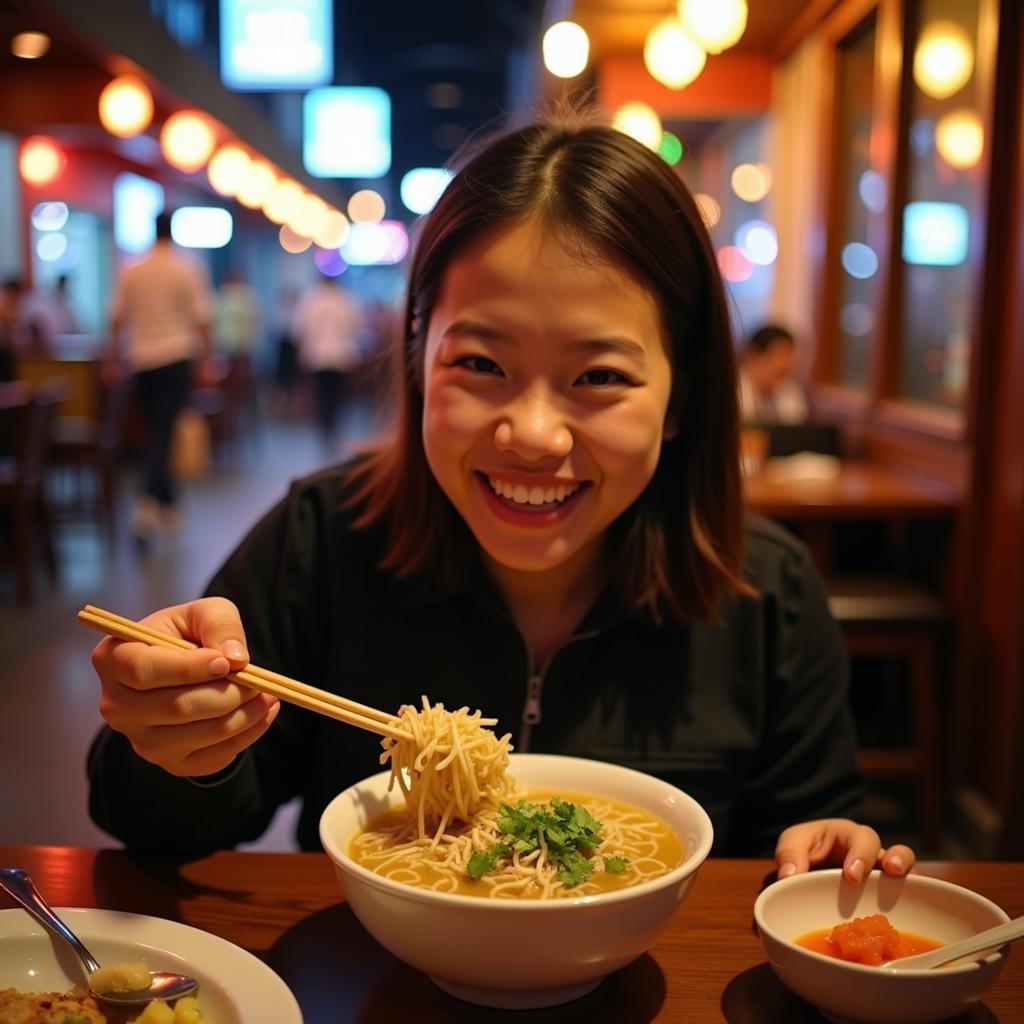 Enjoying a bowl of Pho