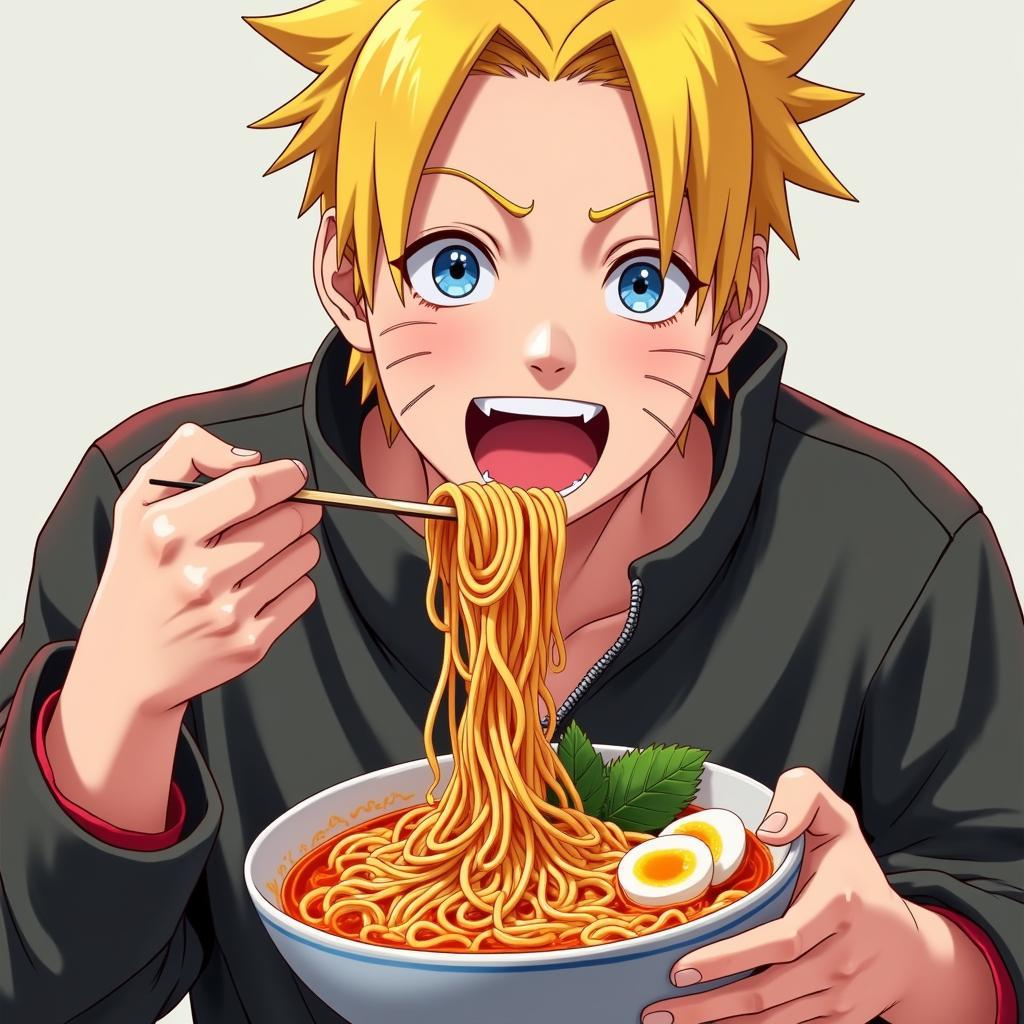 Naruto đang thưởng thức bát mì ramen yêu thích