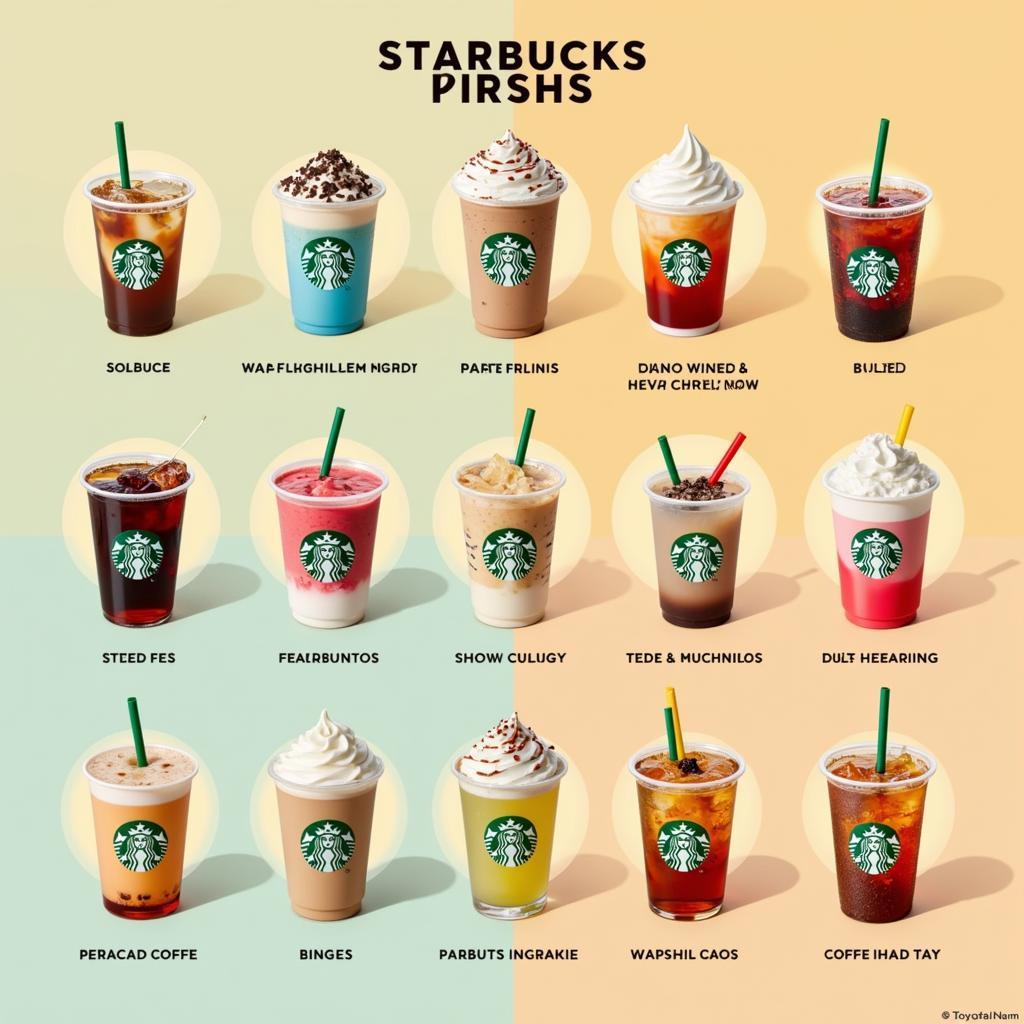 Đồ uống đa dạng tại Starbucks