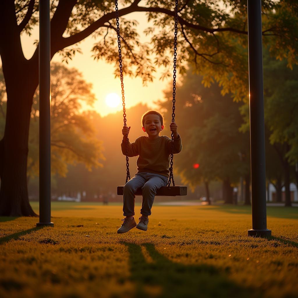 Swinging in the Childhood Park