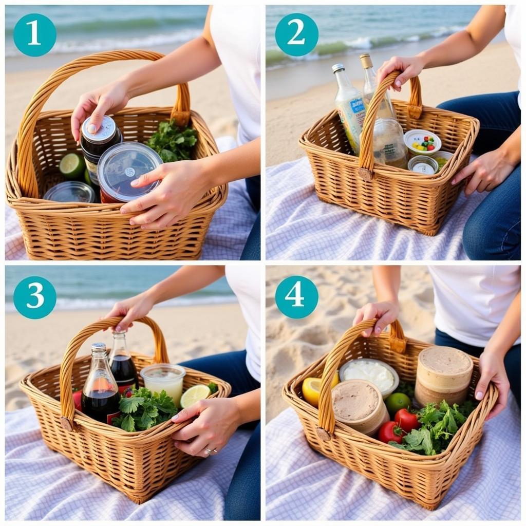 Chuẩn bị đồ ăn picnic biển